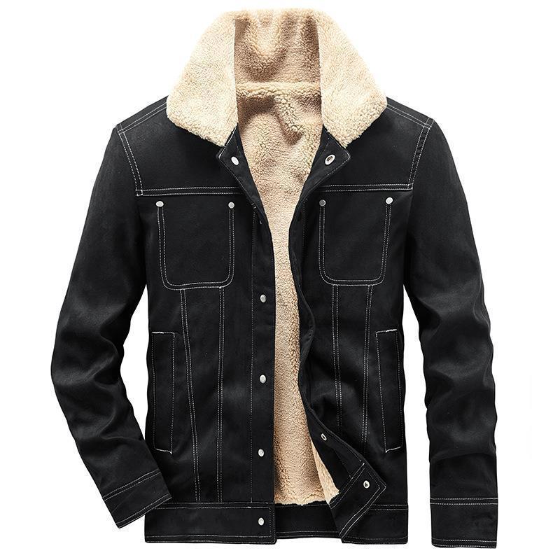 Herren Teddygefütterte Canvasjacke im Pilotenstil mit Kontrastnähten Nord Taschen