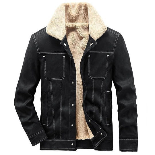 Herren Teddygefütterte Canvasjacke im Pilotenstil mit Kontrastnähten Nord Taschen