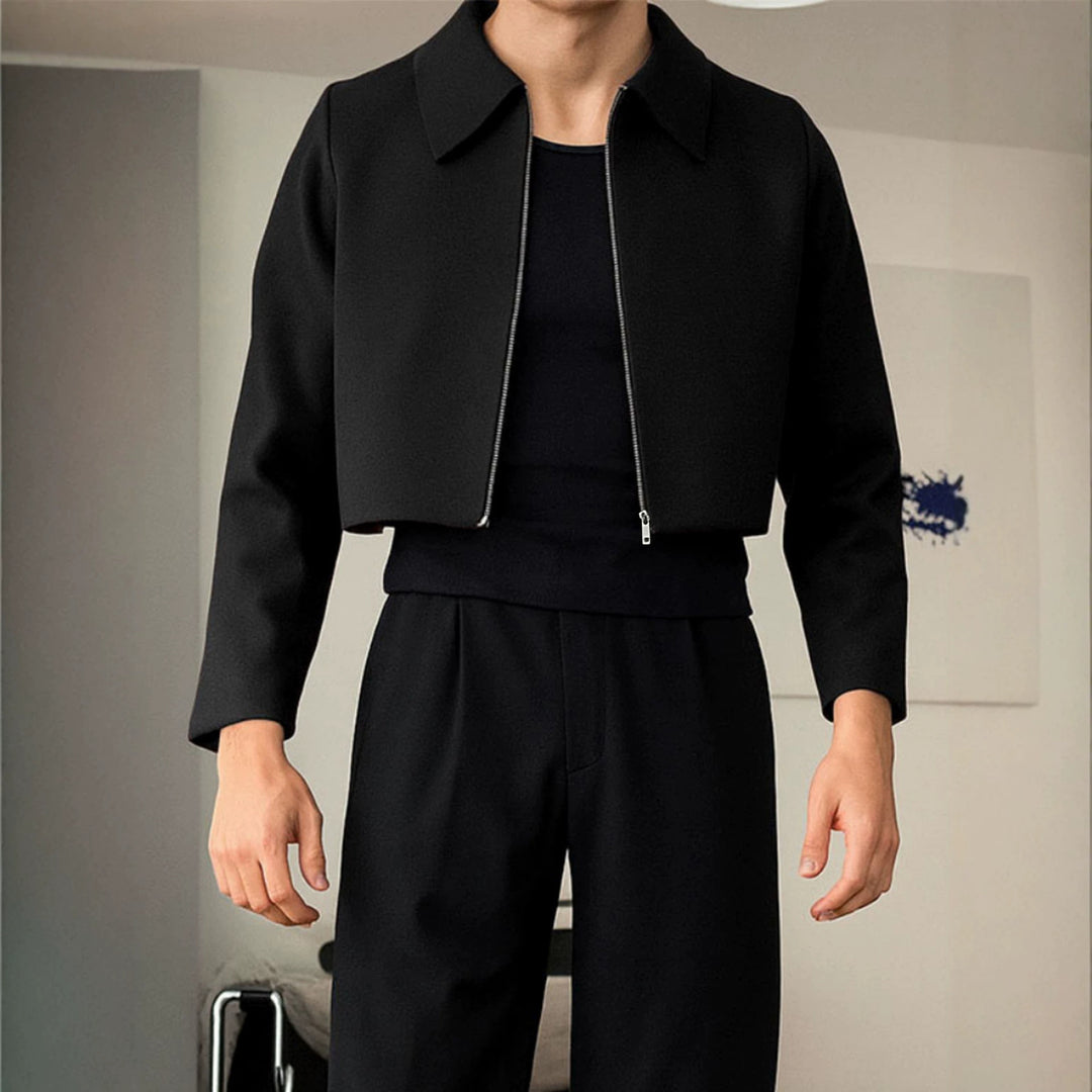 Damen Cropped Jacke mit Hemdkragen und durchgehendem Reißverschluss Nord Taschen