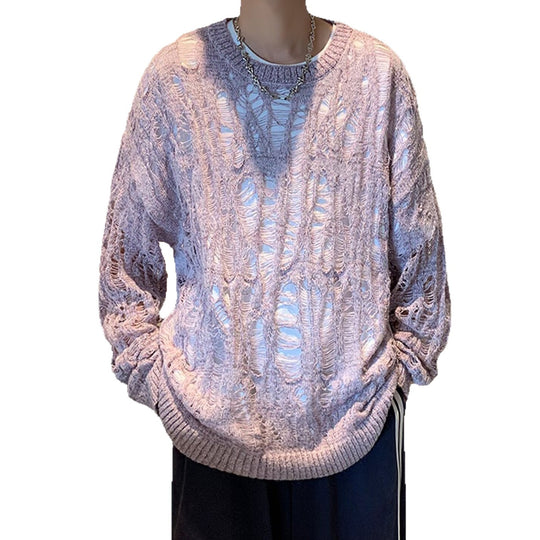 Herren Lässiger Strickpullover mit Lochmuster Nord Taschen