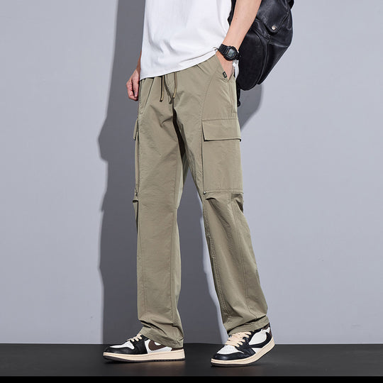 Herren Leichte Cargo-Freizeithose mit Tunnelzug, Multifachtaschen und geradem Schnitt Nord Taschen