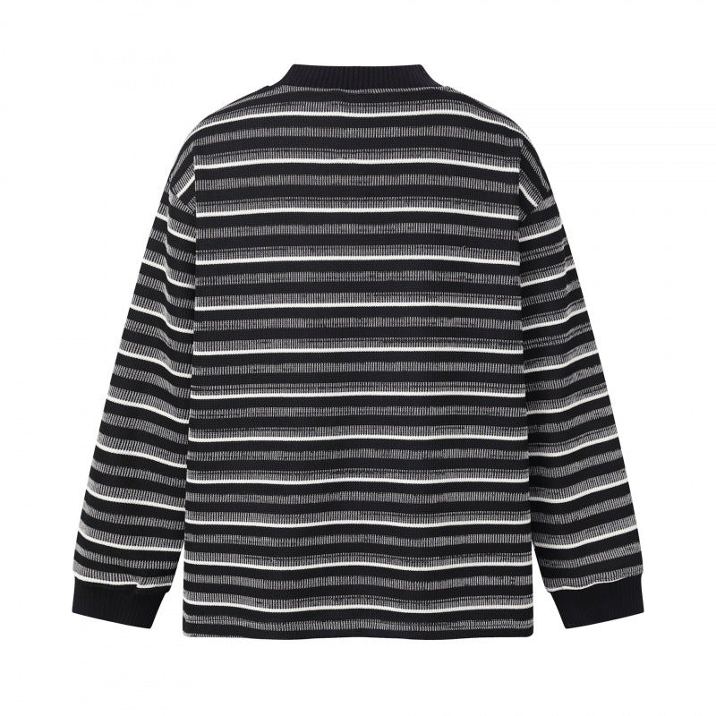 Unisex Feinstrickpullover im Boxy-Schnitt mit Rundhals und maritimen Streifen Nord Taschen