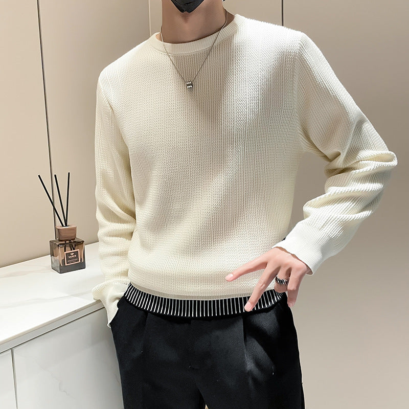 Herren Feinstrick-Pullover mit dezenter Rippenstruktur und kontrastiertem Saum Nord Taschen