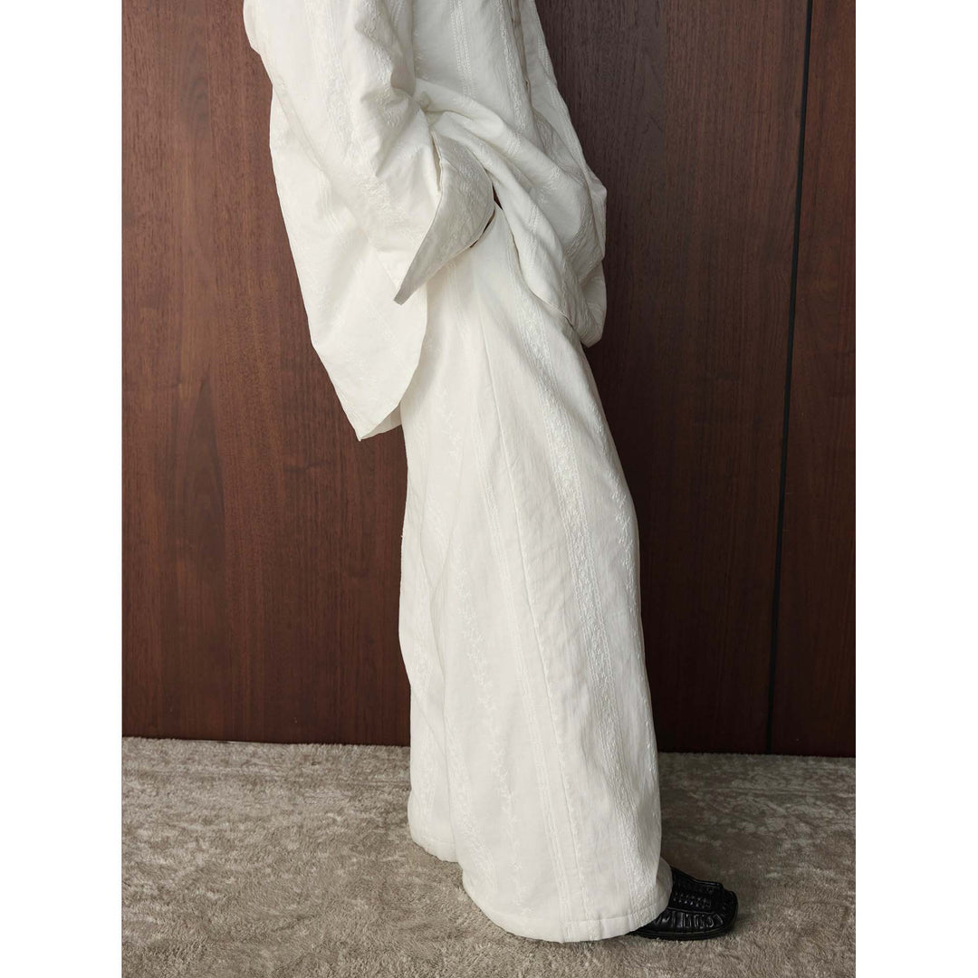 Damen Weite High‑Waist Leinenoptik‑Schlaghose mit elastischem Bund und seitlichen Eingrifftaschen Nord Taschen