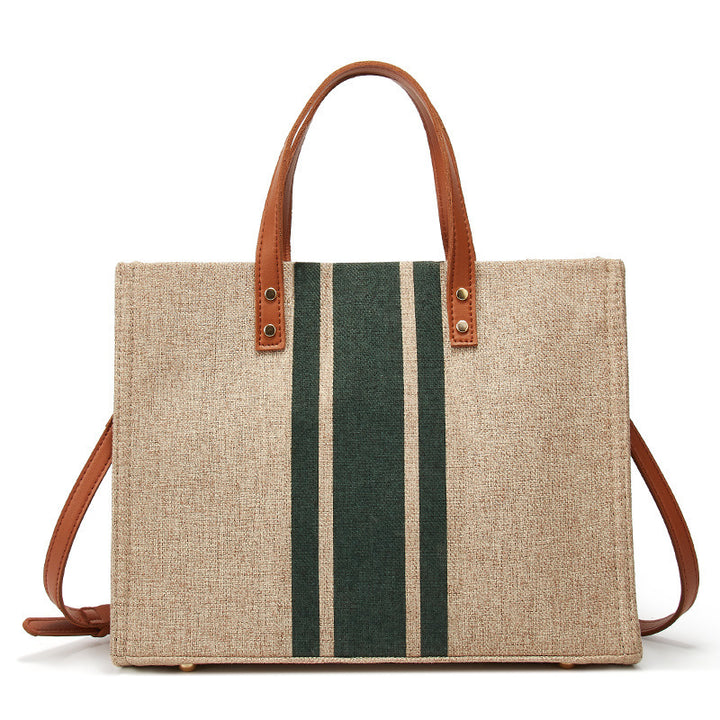 Damen Tragetasche mit eleganten Ledergriffen und gestreiftem Design Nord Taschen