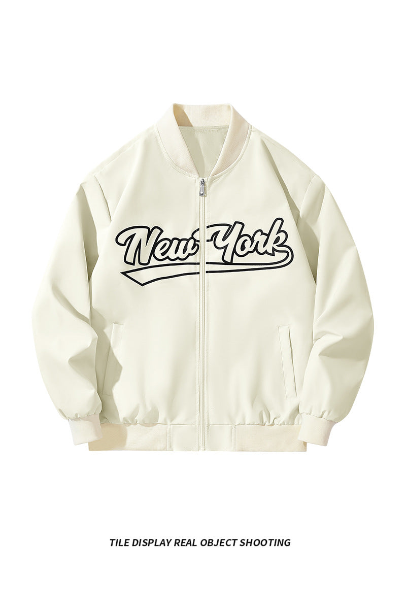 Herren Bomberjacke im College-Stil mit Script-Frontprint und Rippbündchen Nord Taschen