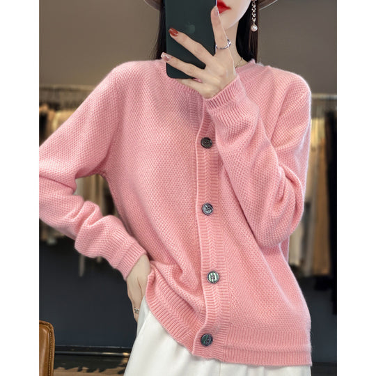 Damen Strukturierter Feinstrick-Cardigan mit kaschmirähnlicher Haptik, durchgehender Knopfleiste und kastiger Oversize‑Passform Nord Taschen