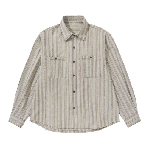 Herren lockeres gestreiftes Overshirt im Hemdjacken‑Stil mit Brusttaschen und abgerundetem Saum Nord Taschen