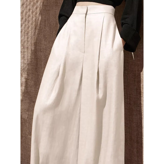 Damen Weite Leinenhose Nord Taschen