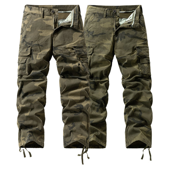 Herren Cargo-Hose mit Camouflage-Muster, Relaxed-Fit, Mehrfach-Taschen und Kordelzug am Saum Nord Taschen