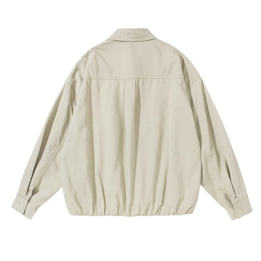 Unisex Weit geschnittene Overshirt-Jacke aus Baumwollmix mit Tunnelzugsaum und Brusttasche Nord Taschen