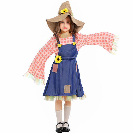 Mädchen Schürzenkleid mit Sonnenblumen-Akzenten und Hut Nord Taschen