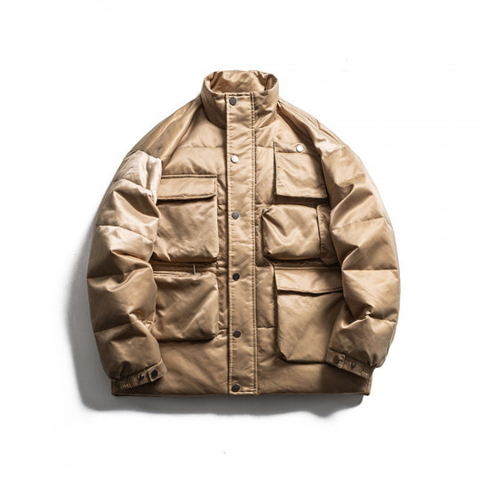 Unisex Wattierte Fieldjacke im Boxy‑Cut mit Mehrfach‑Taschen und Stehkragen Nord Taschen