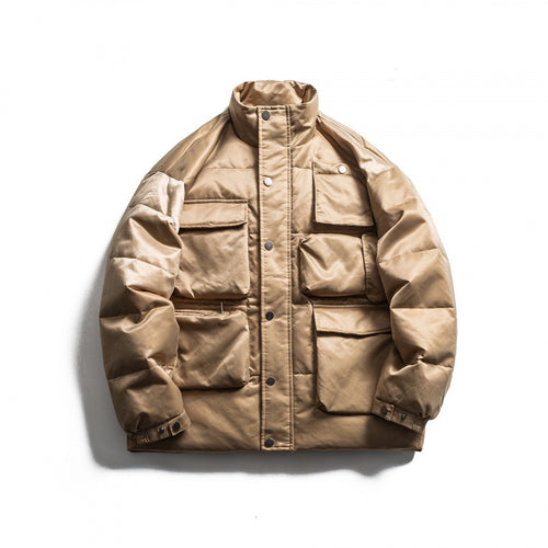 Unisex Wattierte Fieldjacke im Boxy‑Cut mit Mehrfach‑Taschen und Stehkragen Nord Taschen