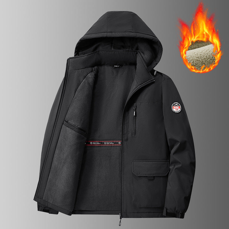 Herren Wind- und Wasserabweisender Kapuzenparka mit weichem Fleece-Innenfutter und Multifunktionstaschen Nord Taschen