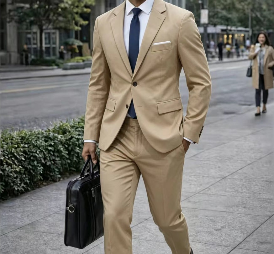 Herren Zweiteiliger Slim-Fit Businessanzug mit tailliertem Revers und schlanker Anzughose Nord Taschen