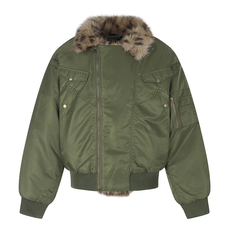 Damen wattierte Bomberjacke mit Kunstpelzkragen und Utility‑Details Nord Taschen
