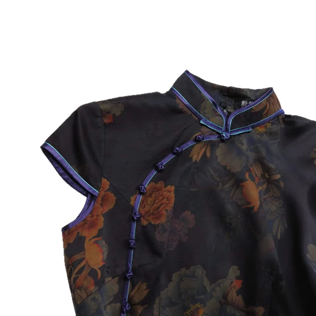 Damen Chinesische Seidenbluse mit floralem Muster Nord Taschen