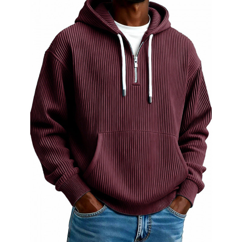Herren Modischer Kapuzenpullover mit Reißverschluss und Rippstruktur Nord Taschen
