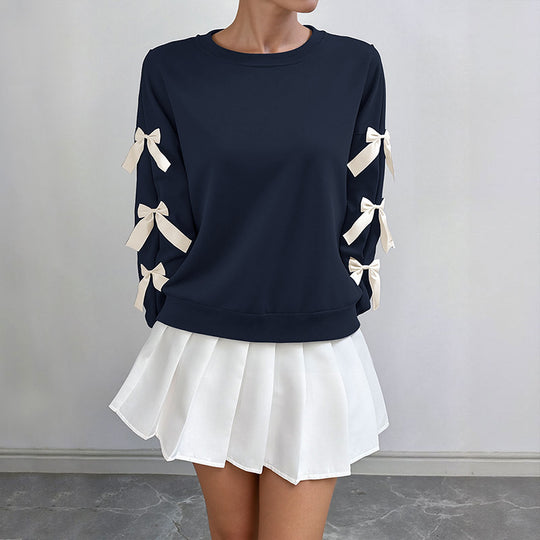 Damen Modischer Pullover mit Schleifchen Nord Taschen