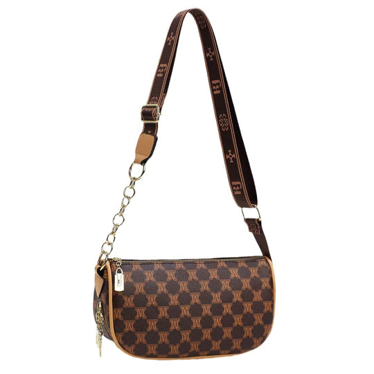 Damen elegante Umhängetasche mit feinem Monogramm und abnehmbarem Schulterriemen Nord Taschen