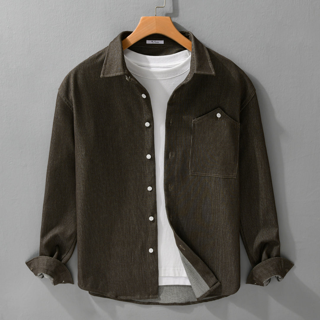 Herren Denim-Overshirt im Hemdjackenstil mit Brusttasche und durchgehender Knopfleiste Nord Taschen
