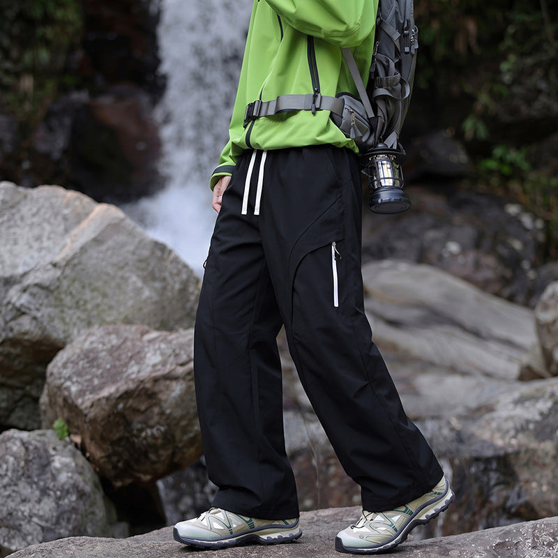 Unisex Wasserabweisende technische Cargo-Hose mit weitem Bein, Reißverschlusstaschen und Kordelzug Nord Taschen