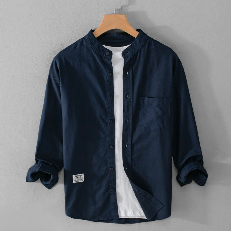 Herren Stehkragen-Overshirt aus Baumwollmix mit Brusttasche und entspannter Passform Nord Taschen