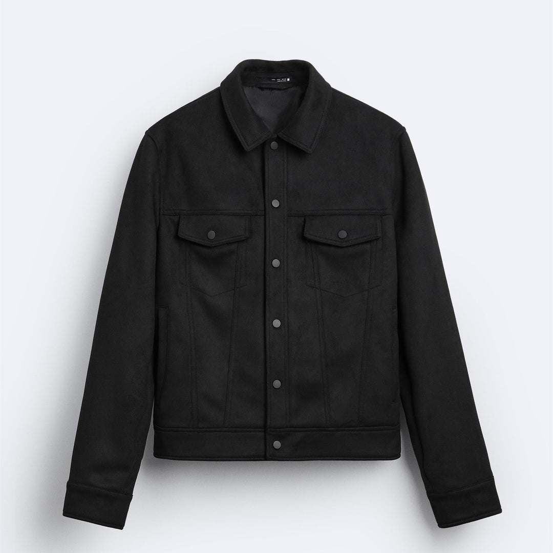 Herren Kurze Truckerjacke aus Velourslederoptik Nord Taschen