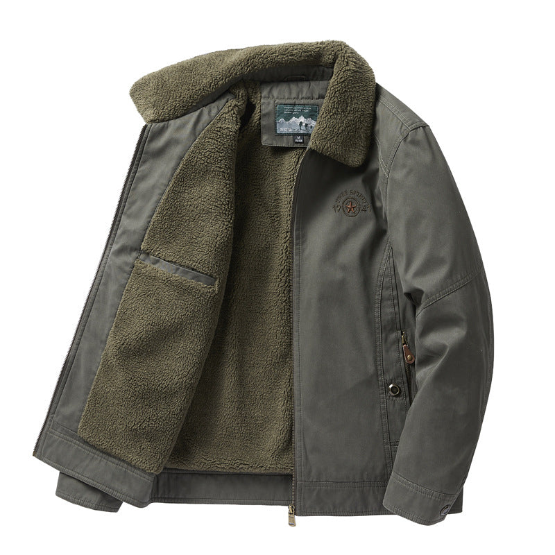 Men's  sherpa-lined canvas chore jacket with full fleece interior and zip closure Nord Taschen