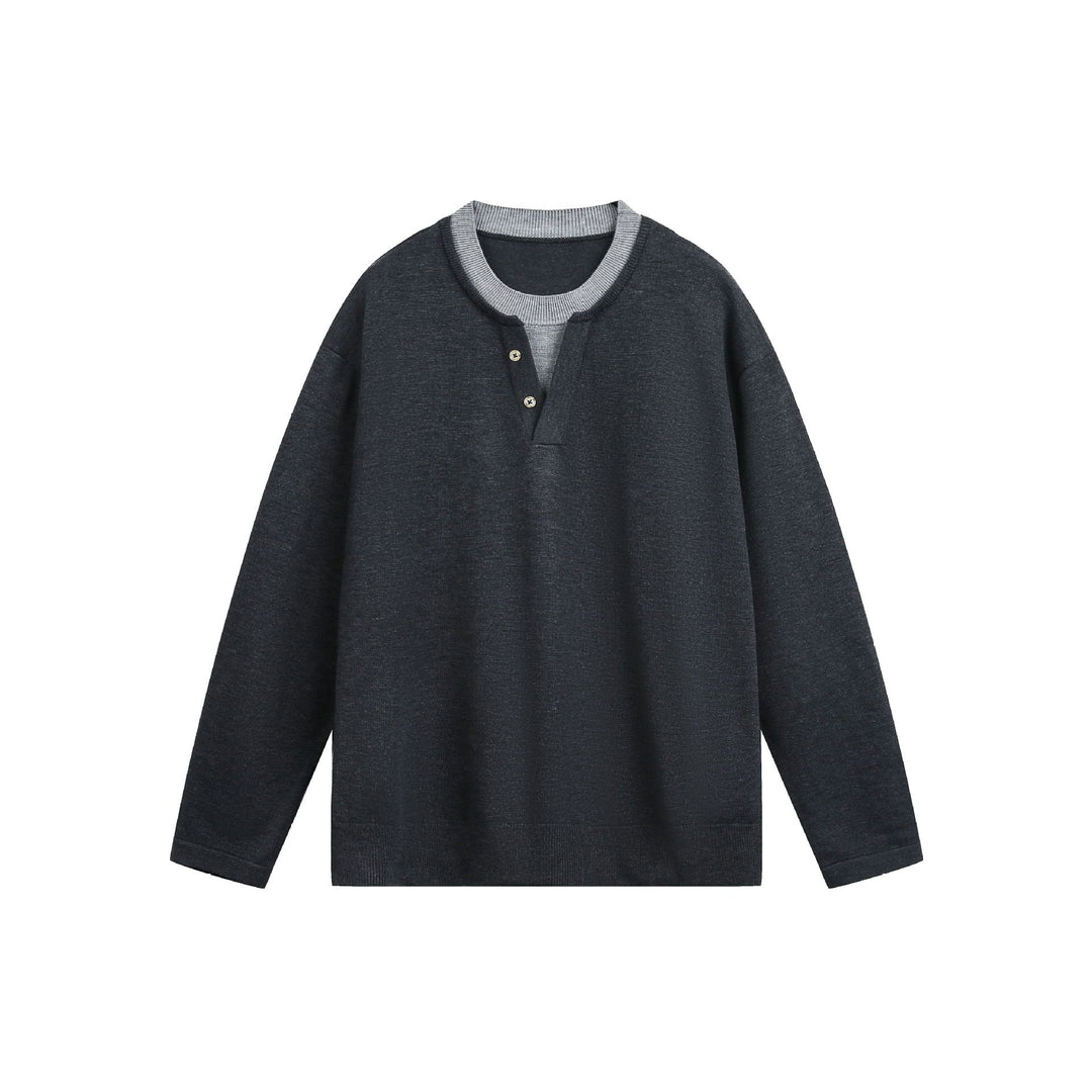 Unisex Lässiges Oversize‑Sweatshirt mit Henley‑Knopfleiste und geripptem Layer‑Kragen Nord Taschen