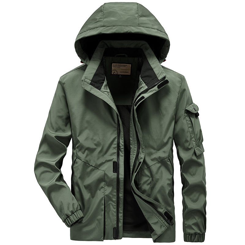 Herren Leichte Multifunktions-Outdoor-Windjacke mit Kapuze und Ärmel‑Tasche Nord Taschen