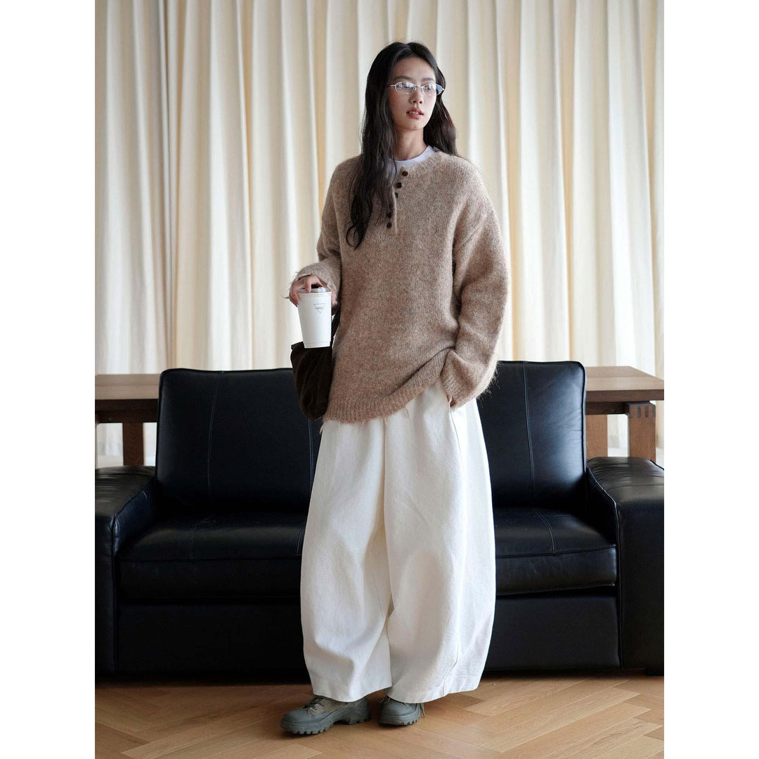 Damen Oversized Mohair-Mix V-Ausschnitt Cardigan mit Fransenabschluss Nord Taschen