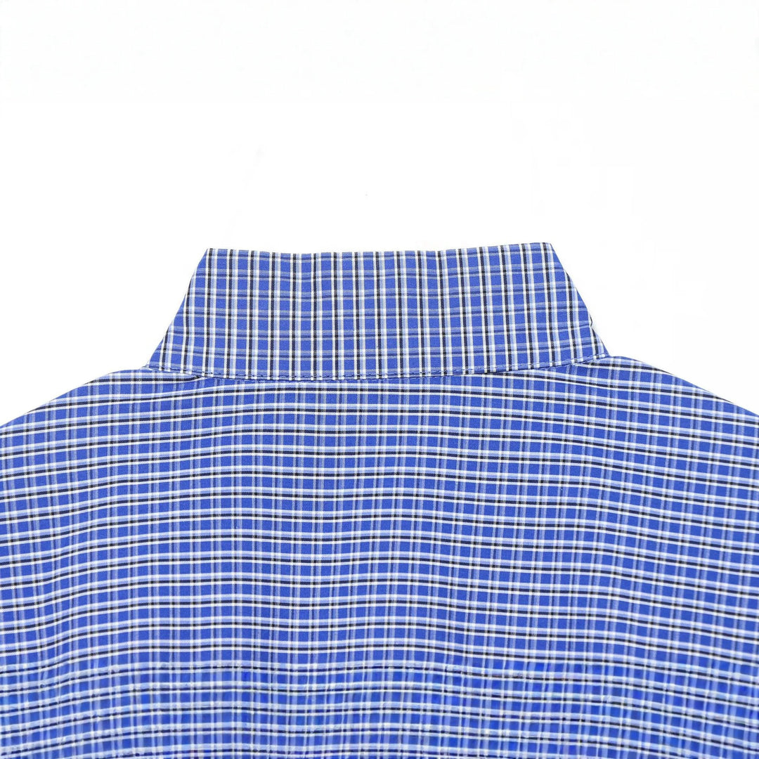 Damen Karierte Cropped-Hemdbluse mit Stehkragen, Tunnelzugsaum und Ballonärmeln Nord Taschen