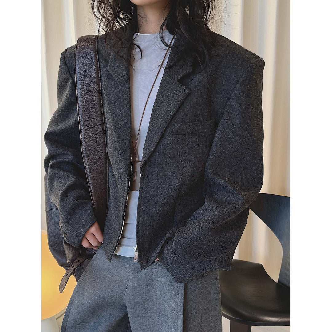 Damen Oversize Wollblend-Blazer mit markanter Schulterpartie Nord Taschen