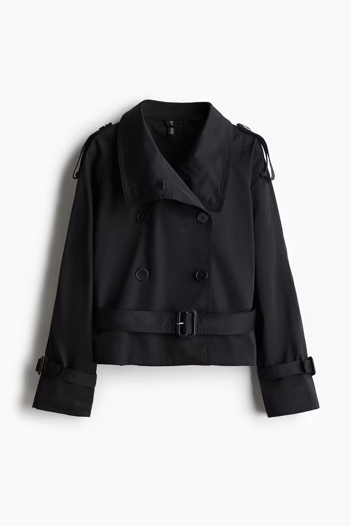 Damen modische Trenchjacke mit Gürtel und doppelter Knopfaiusschnitt Nord Taschen