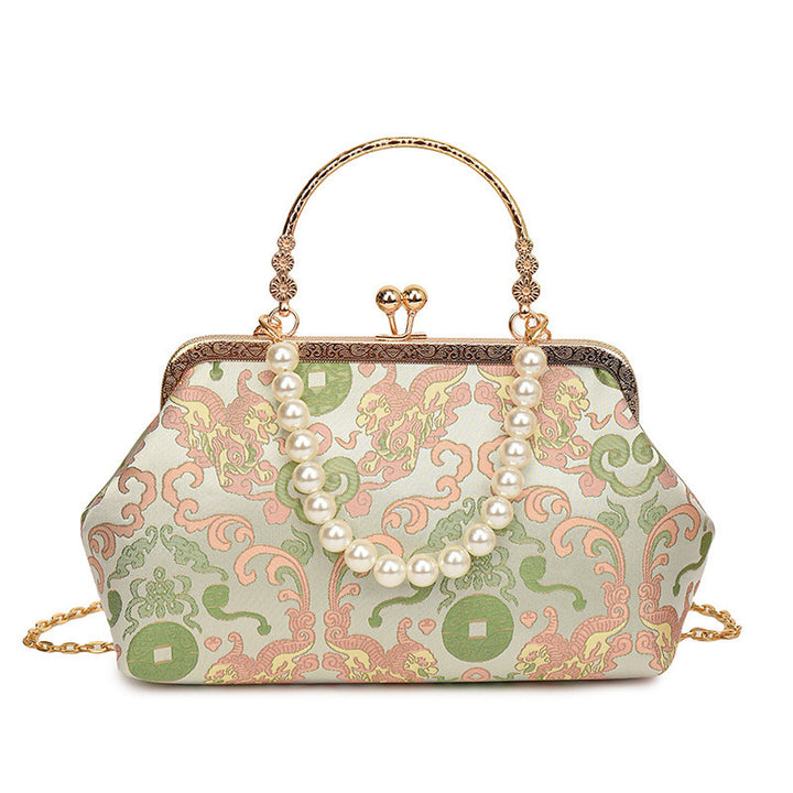 Damen elegante Handtasche mit aufwendigem Zierperlenverschluss Nord Taschen