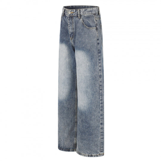 Damen Highwaist Weite-Jeans im Wide‑Leg-Schnitt mit Used‑Effekt und heller Kniebleiche Nord Taschen