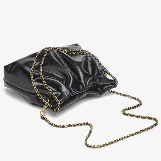 Damen Umhängetasche mit elegantem Plissee-Design und schimmerndem Kettenriemen Nord Taschen