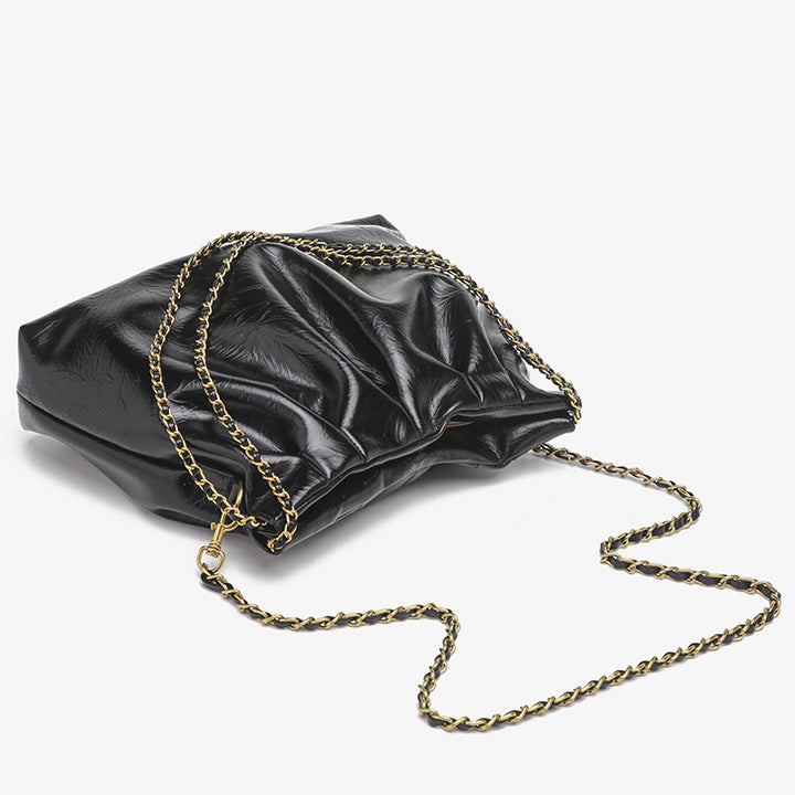 Damen Umhängetasche mit elegantem Plissee-Design und schimmerndem Kettenriemen Nord Taschen