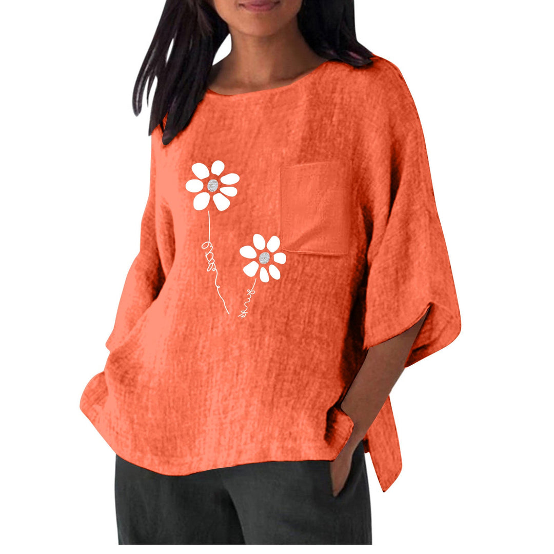 Damen lässiges Blusenshirt mit einzigartigem Blumenprint und praktischem Brusttaschen Nord Taschen