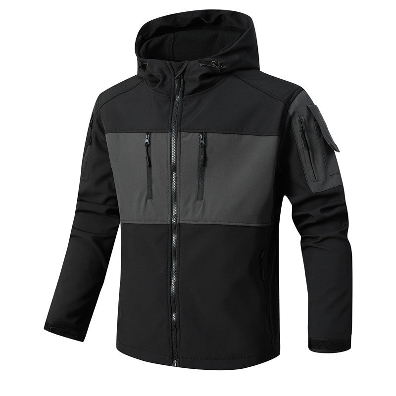 Herren Softshell-Tactical Jacke mit Fleece-Innenfutter, Kapuze und Multifunktionstaschen Nord Taschen