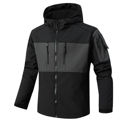 Herren Softshell-Tactical Jacke mit Fleece-Innenfutter, Kapuze und Multifunktionstaschen Nord Taschen