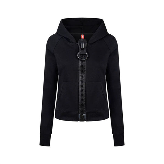 Damen Kapuzen-Sweatjacke mit übergroßem Reißverschluss und legerer Passform Nord Taschen