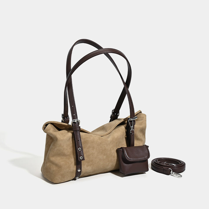 Damen Hobo-Tasche aus strapazierfähigem Wildleder mit abnehmbarem Miniclutch Nord Taschen