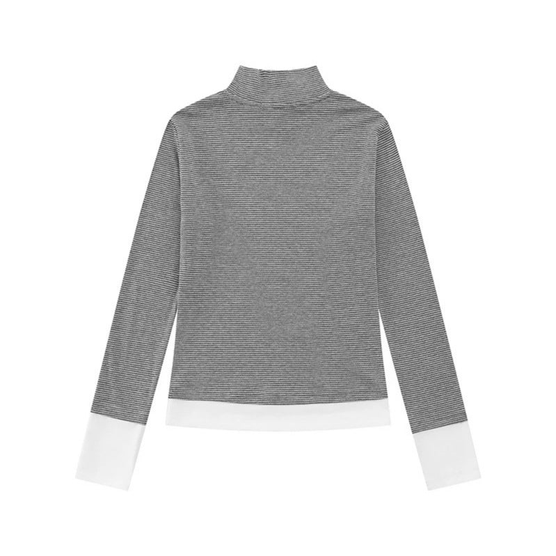 Damen Rollkragen-Langarmshirt mit Kontrastabschlüssen Nord Taschen