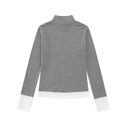 Damen Rollkragen-Langarmshirt mit Kontrastabschlüssen Nord Taschen