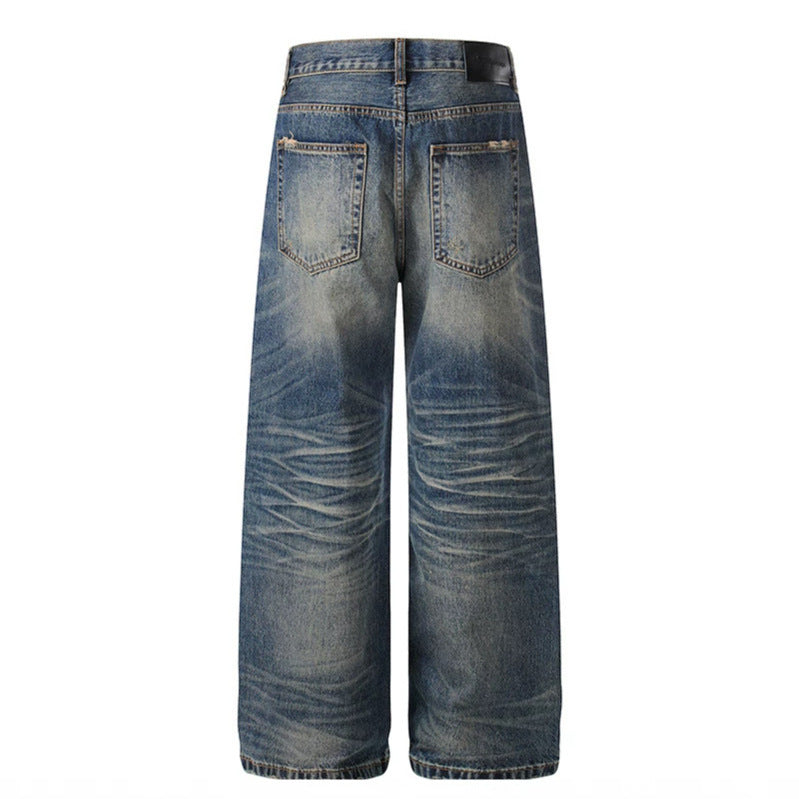 Damen Hochtaillierte weite Denim-Culotte mit Used‑Wash und ausgestellter Silhouette Nord Taschen