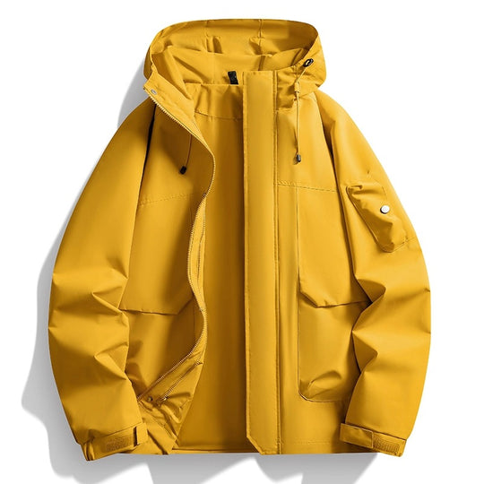 Herren Wasserdichte Kapuzenjacke im Utility-Stil mit verschweißten Nähten und verdecktem Reißverschluss Nord Taschen
