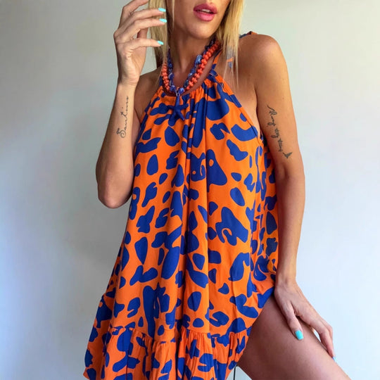 Damen Luftiges Sommerkleid mit asymmetrischem Saum und voluminösen Falten